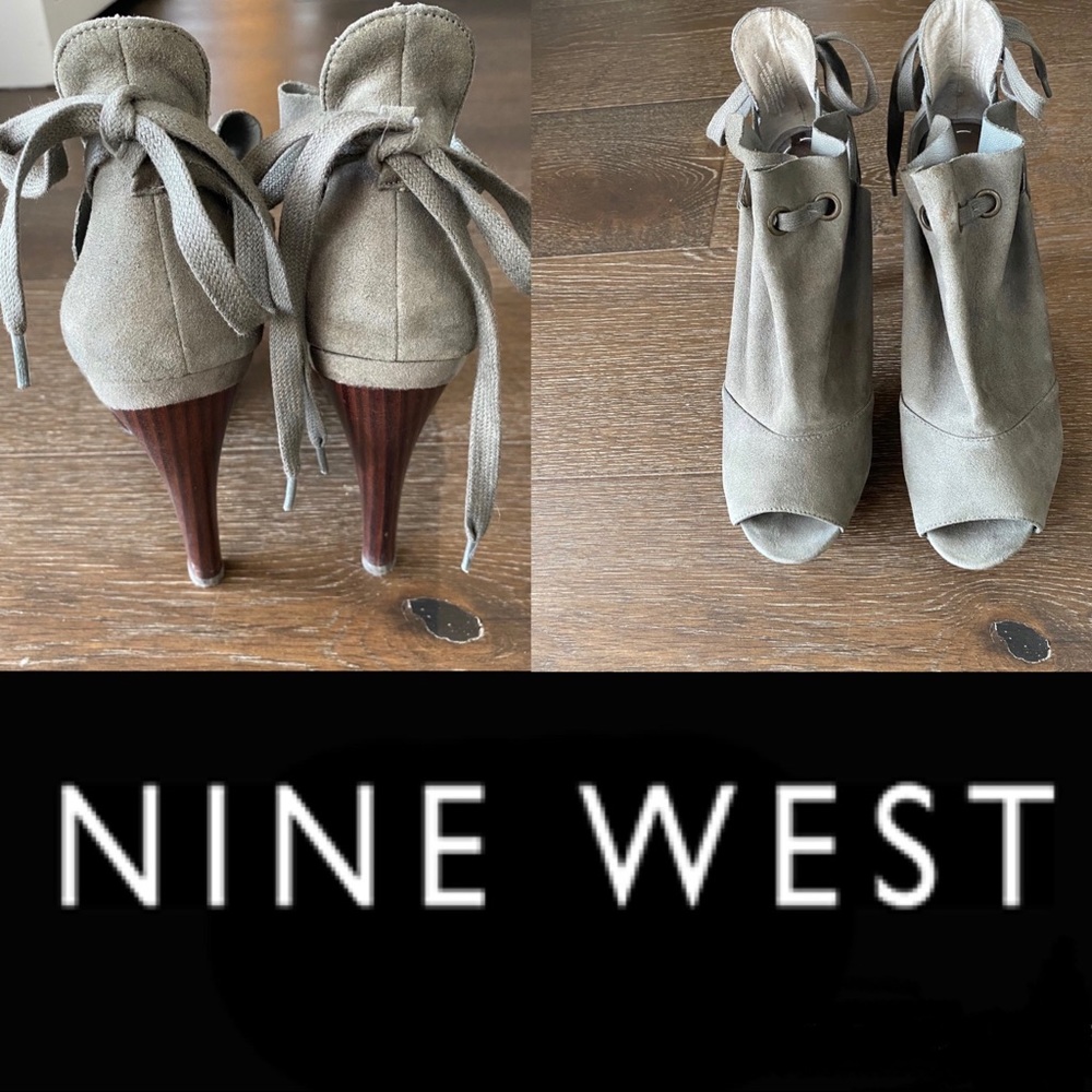 Nine West “nwhrdley” green peep toe heeled bootie